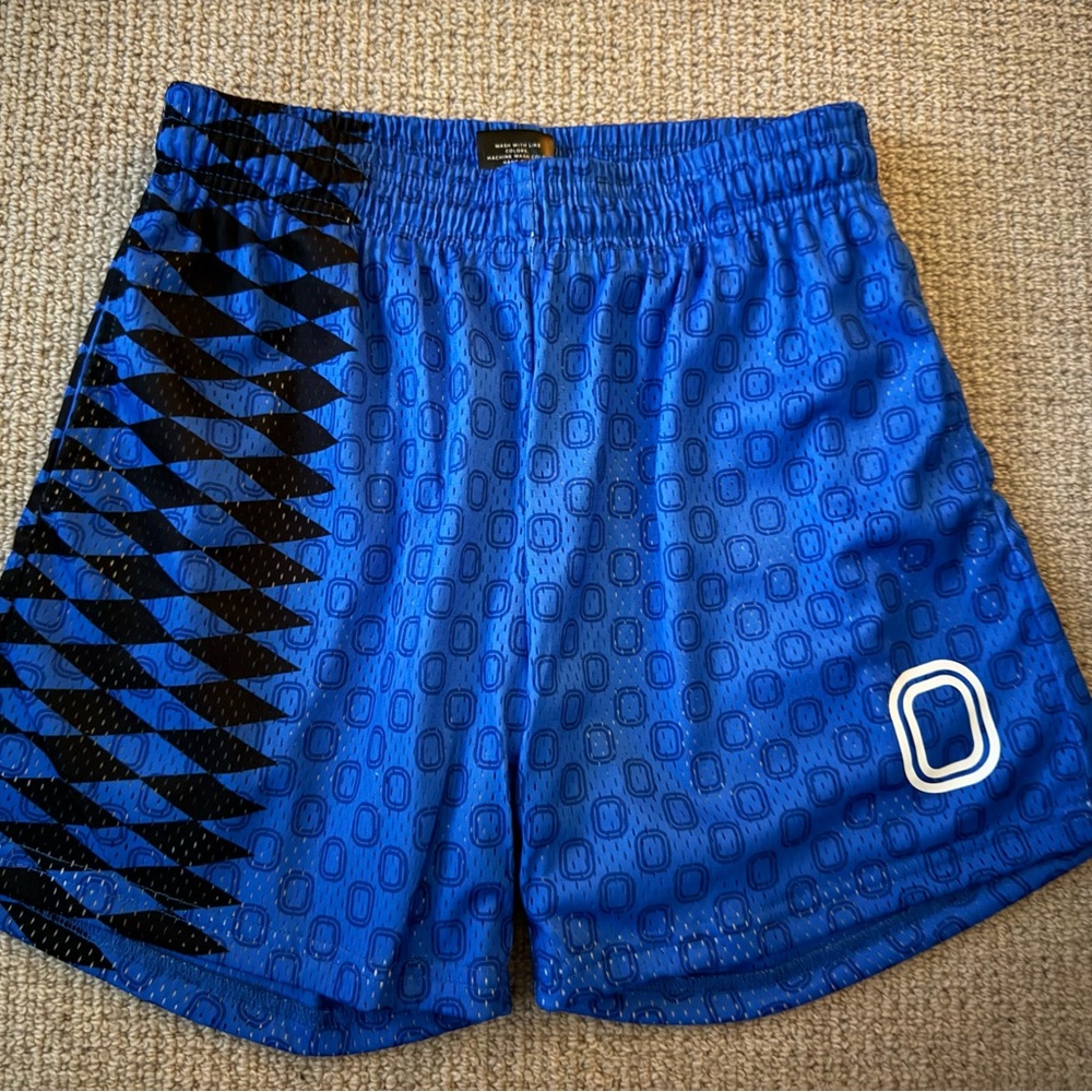 Overtime Men's Athletic Blue Performance Shorts with Black Accent